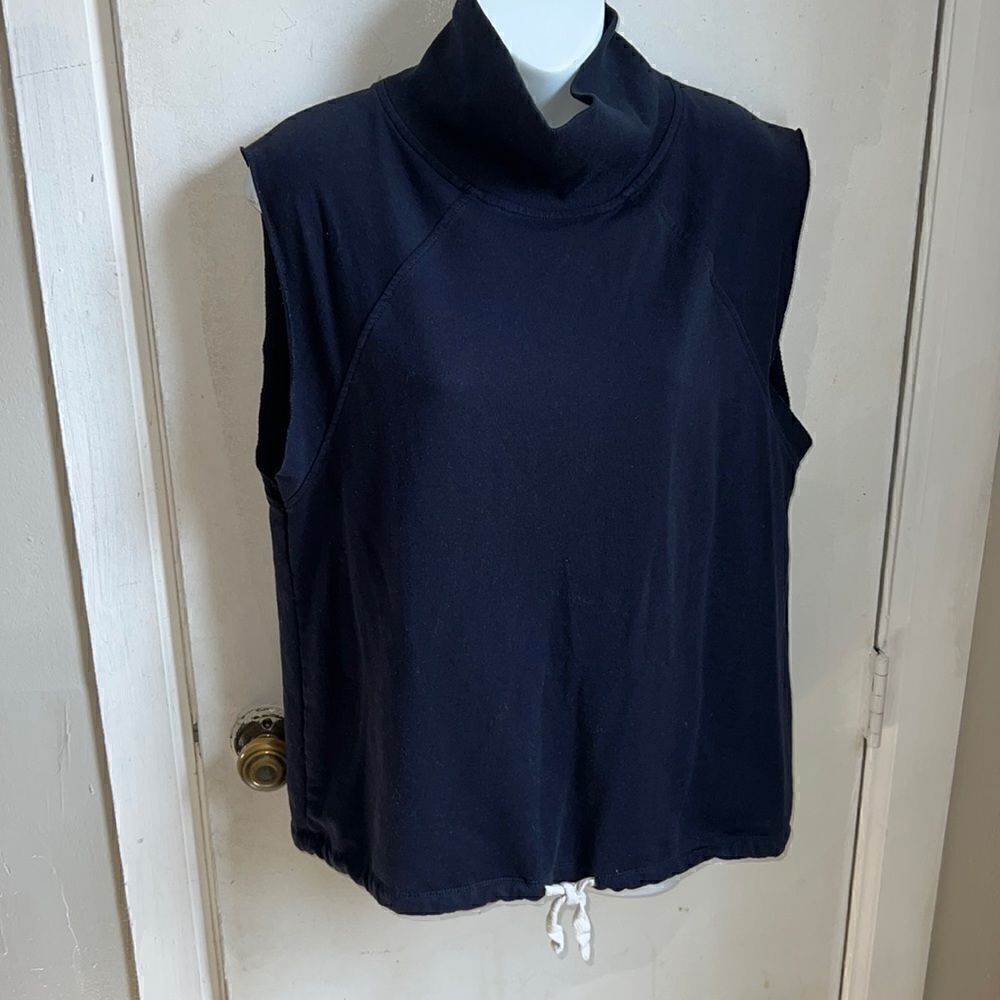 SUNDAYS THREE Navy Blue Mock Neck Terry Vest-M